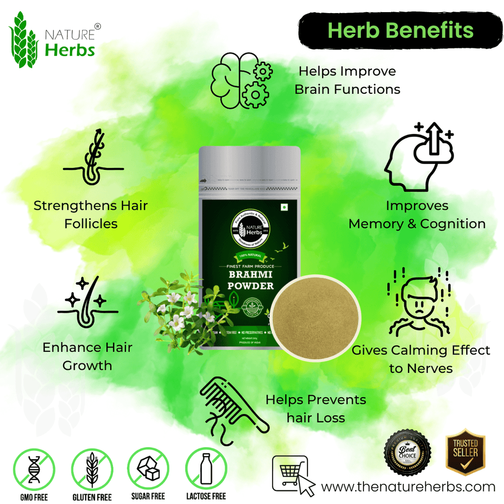 Brahmi (Bacopa) Powder (Churna) For Brain & Hairs - INNOVEDA