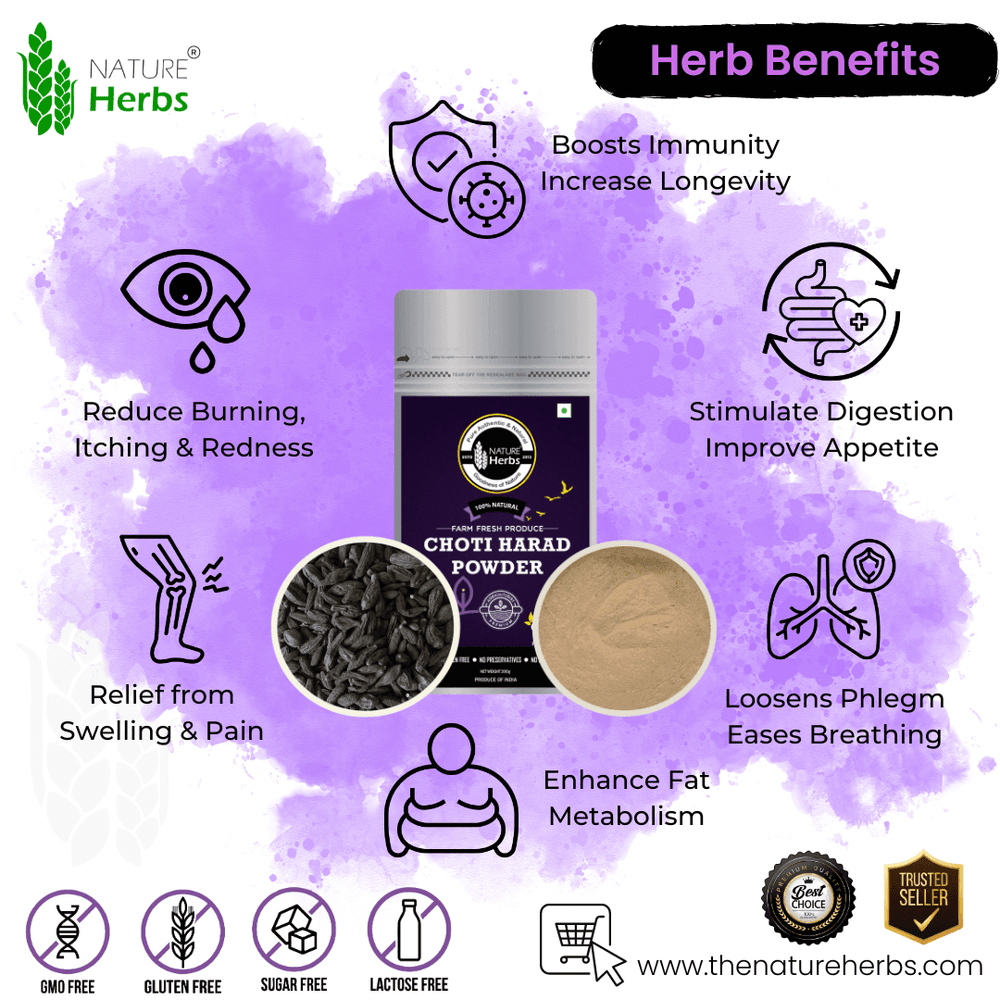 Choti Harad Powder (Churna) Kali Harad,Black Himej For Digestive care - INNOVEDA