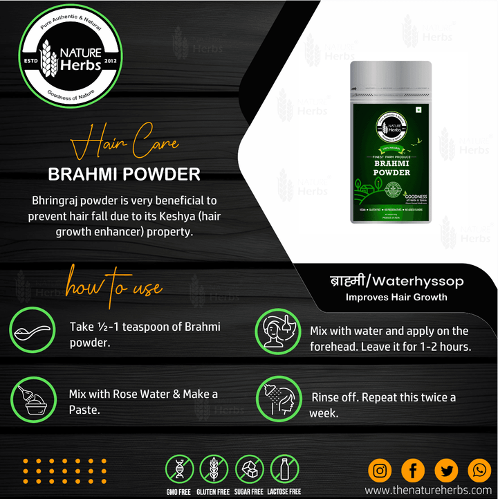 Brahmi (Bacopa) Powder (Churna) For Brain & Hairs - INNOVEDA