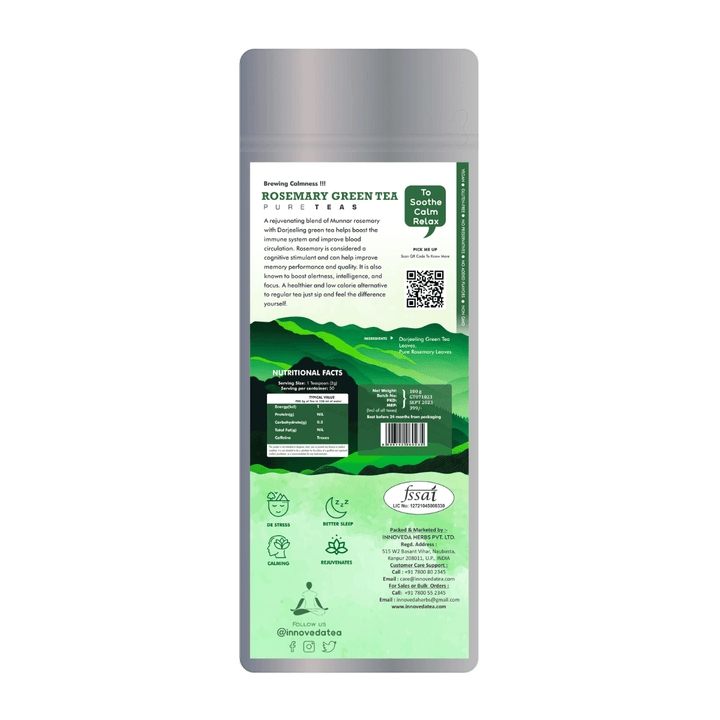 Rosemary Green Tea Helps Reduce Gas & Bloating (50 Tea Cups) 100 Grams - INNOVEDA