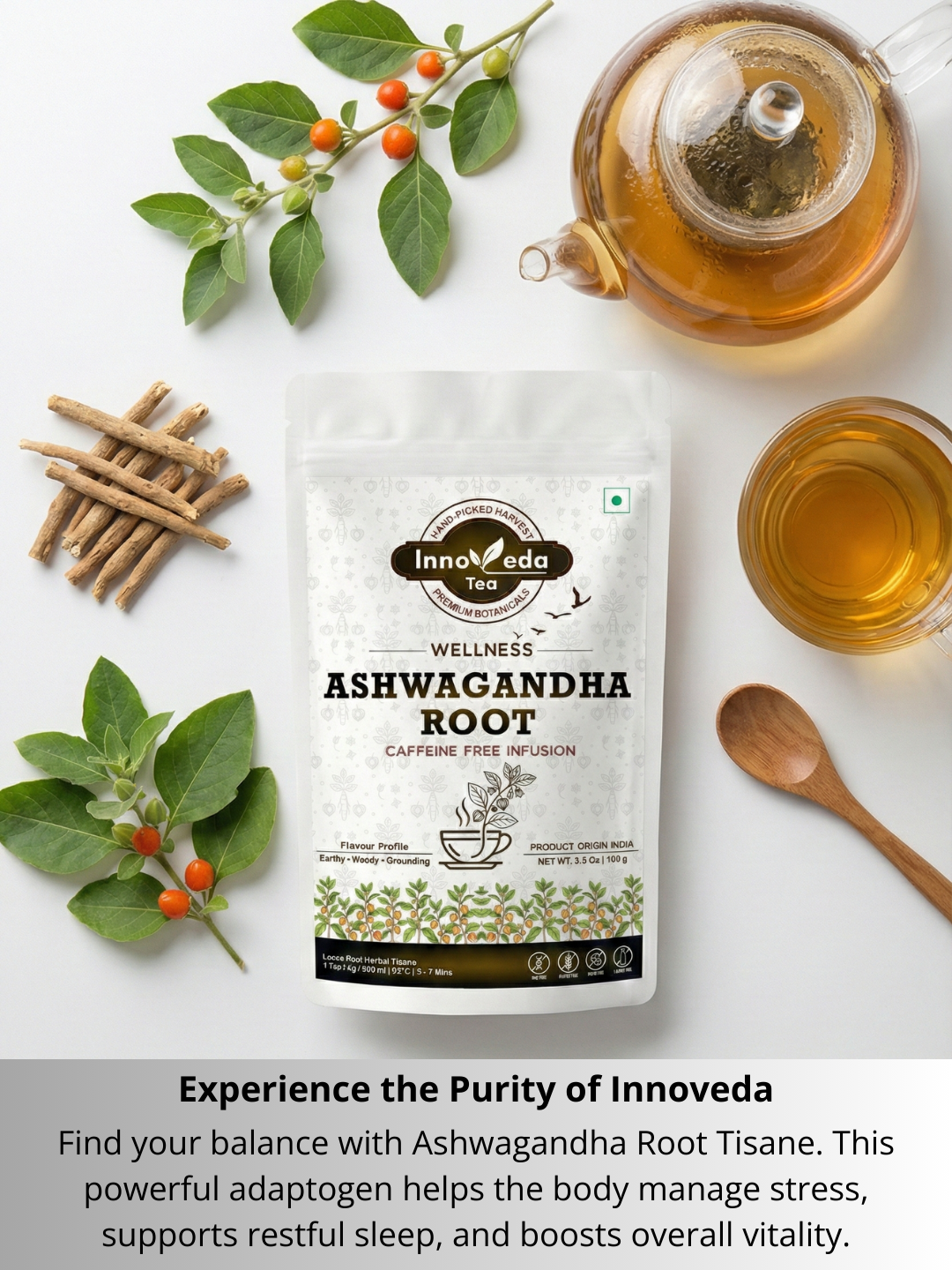 Thé de racine d'Ashwagandha pour la masse et la force musculaires | Énergie et endurance