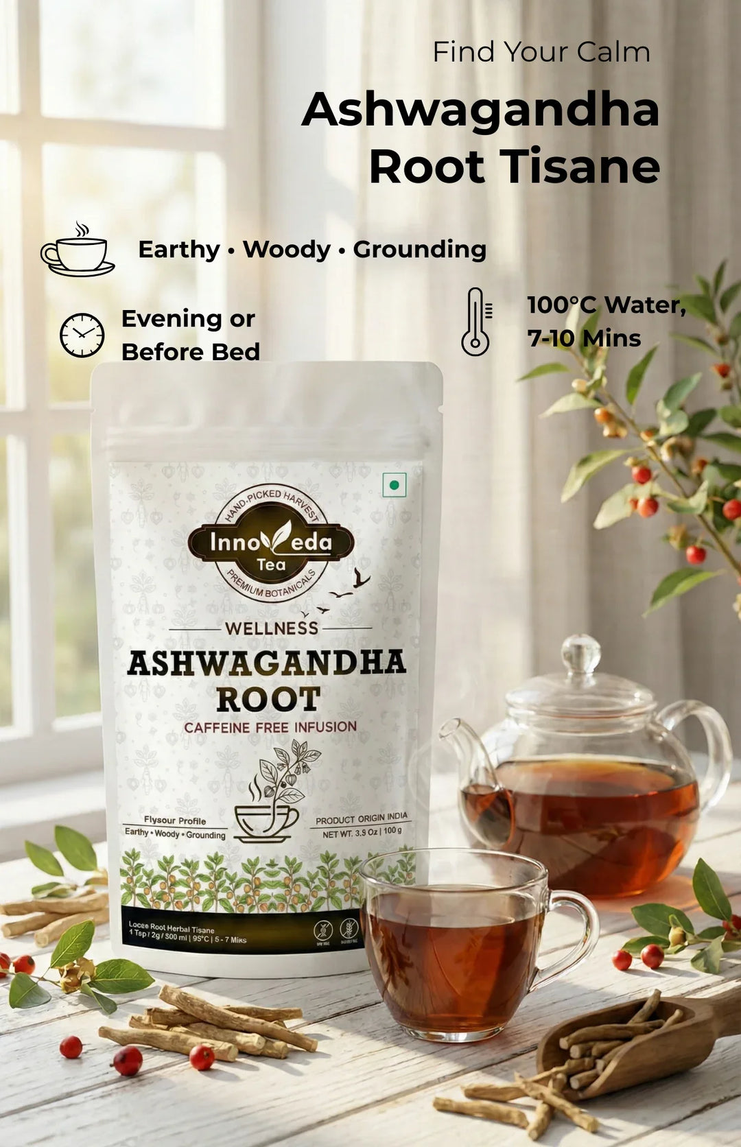 Ashwagandha Root Tisane 100 Grams - INNOVEDA