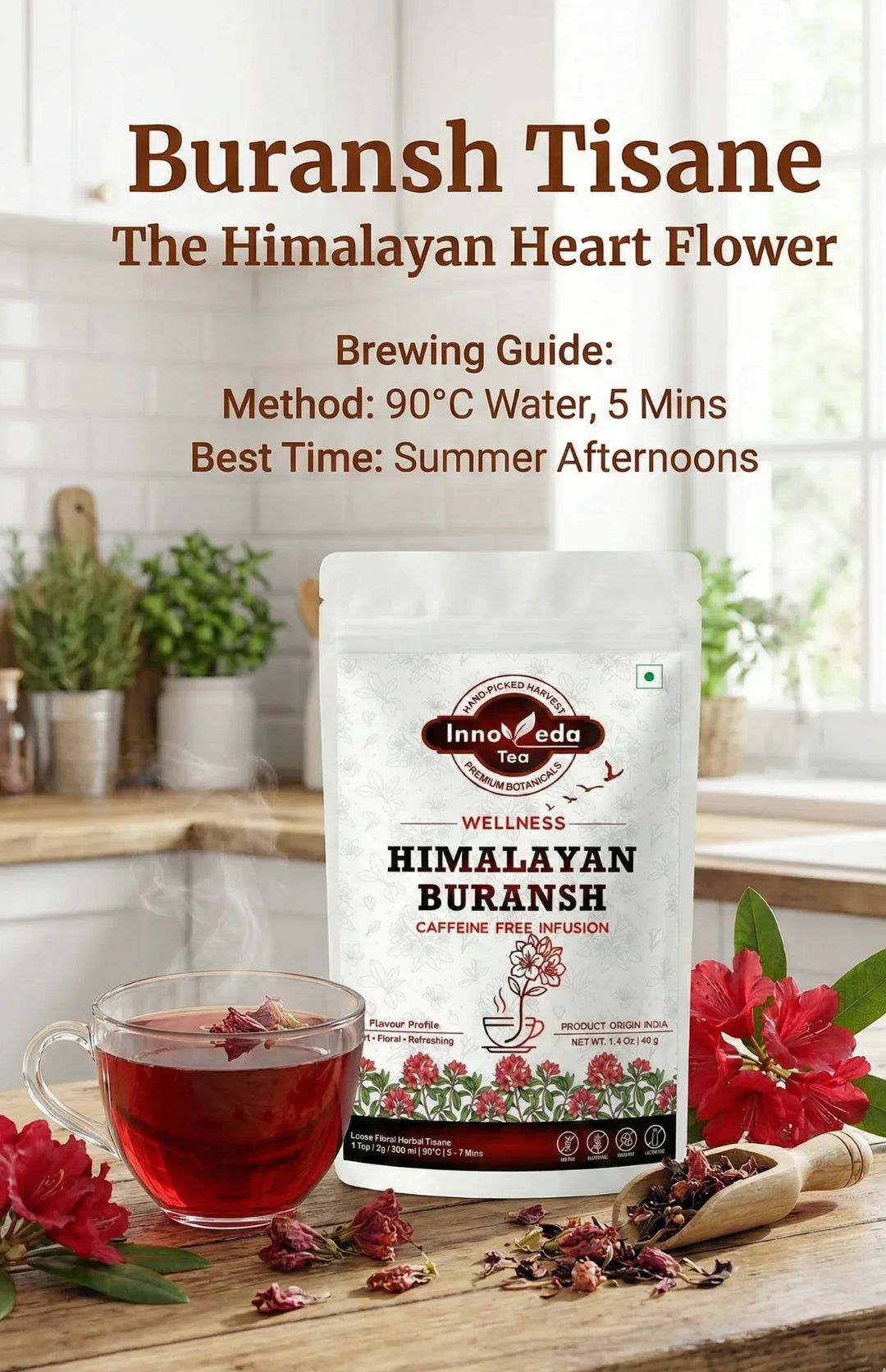 Himalayan Buransh Flower Tisane 40 Grams - INNOVEDA