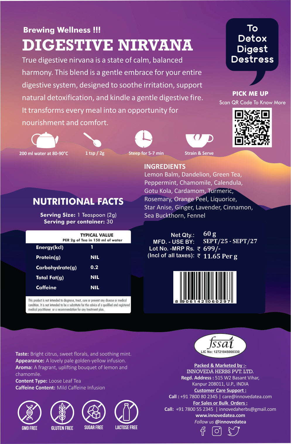 Digestive Nirvana Tea (50 Tea Cups) 100 Grams