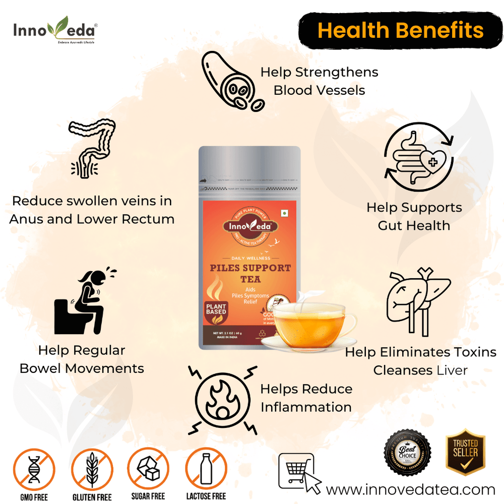 Piles Support Tea - Haemorrhoid Support Tea, Improve Digestion and Relief from Constipation - INNOVEDA
