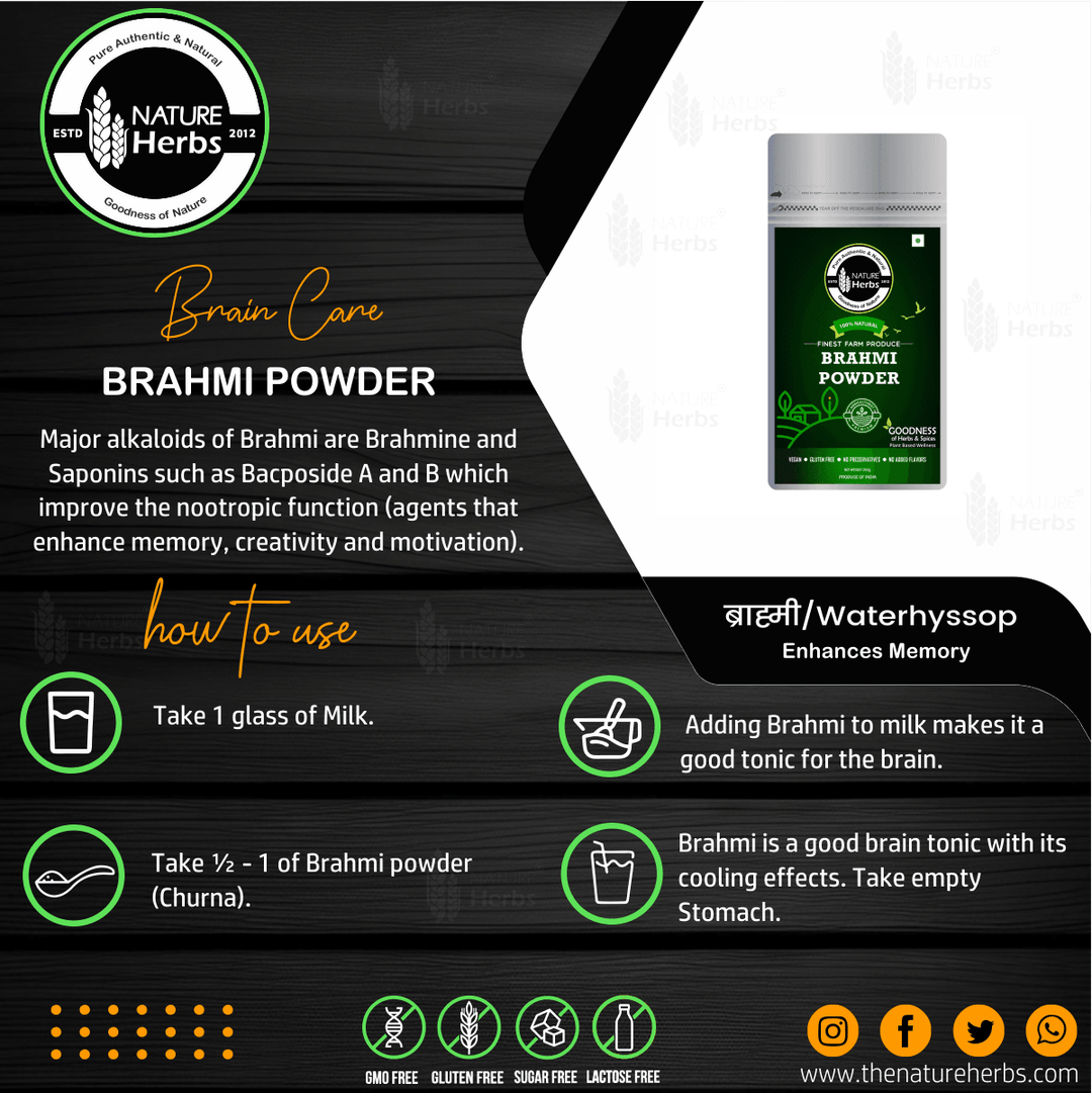Brahmi (Bacopa) Powder (Churna) For Brain & Hairs - INNOVEDA