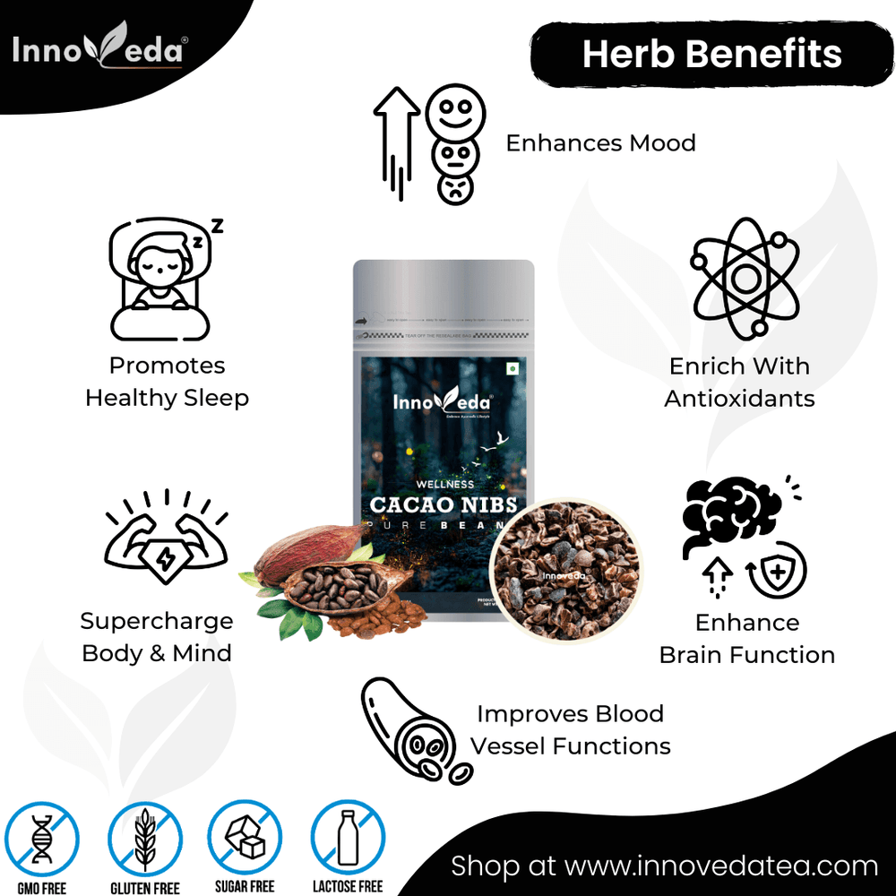 Cacao Nibs (Roasted & Cracked | Unsweetened | Pure Cacao Bean Bits | Aromatic) 200Grams - INNOVEDA