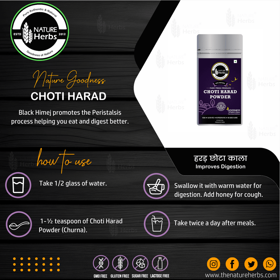 Choti Harad Powder (Churna) Kali Harad,Black Himej For Digestive care - INNOVEDA