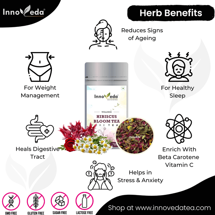 Hibiscus Bloom Tea (30 Tea Cups) 50 Grams - INNOVEDA