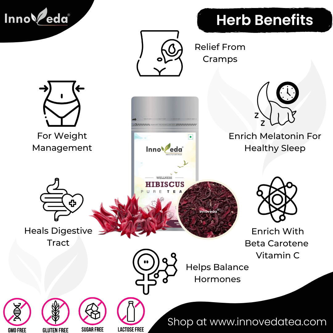 Hibiscus Ice Tea Rich in Sleep-Inducing Melatonin (50 Tea Cups) 100 Grams - INNOVEDA