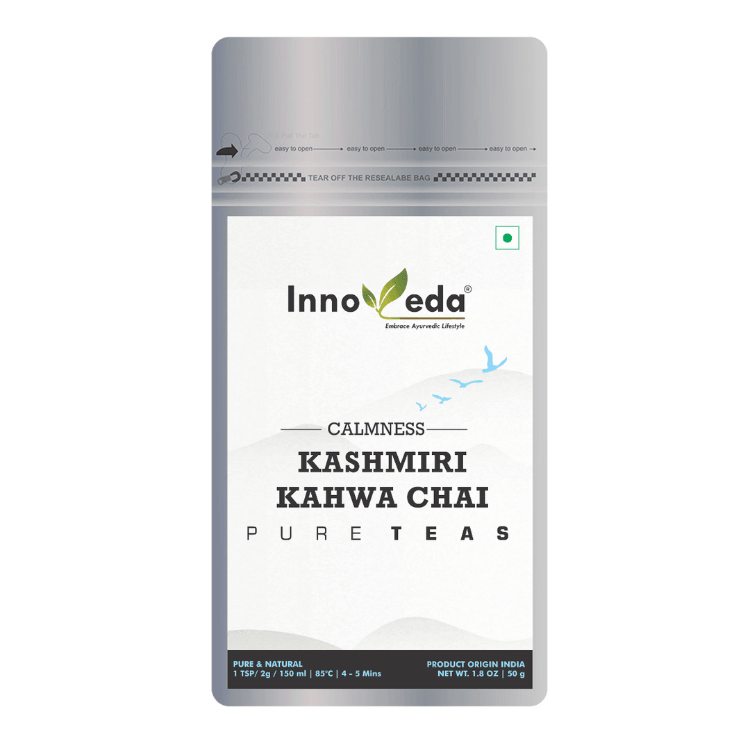 Kashmiri Kahwa Chai With Kashmir Saffron, Almond & Rose (30 Tea Cups) 50 Grams - INNOVEDA