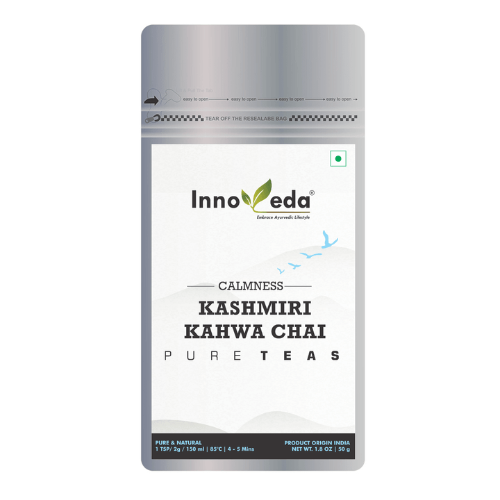 Kashmiri Kahwa Chai With Kashmir Saffron, Almond & Rose - INNOVEDA