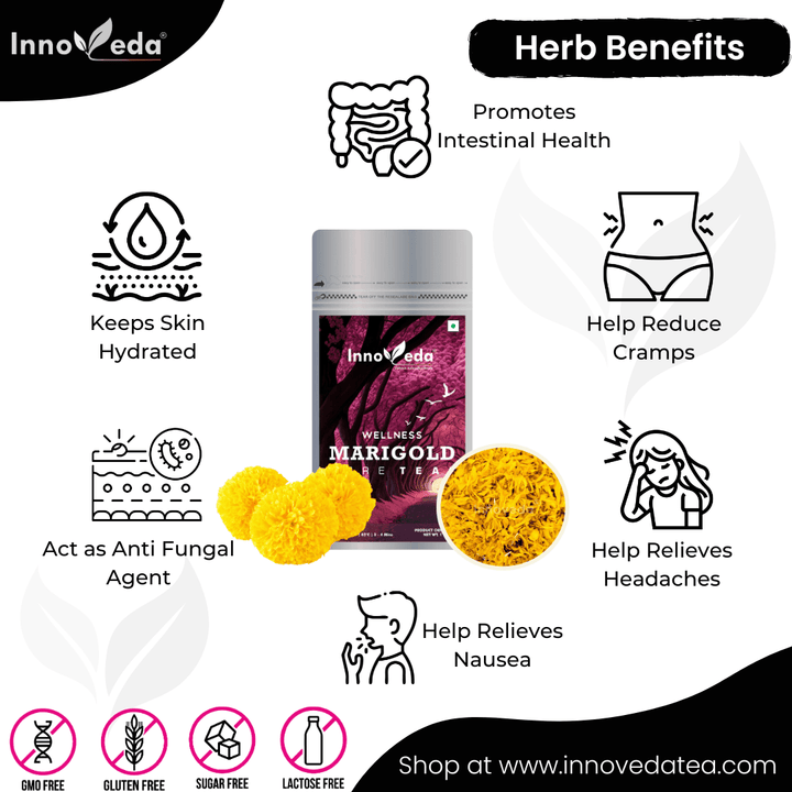 Marigold Tea For Skin Health (25 Tea Cups) 28 Grams - INNOVEDA