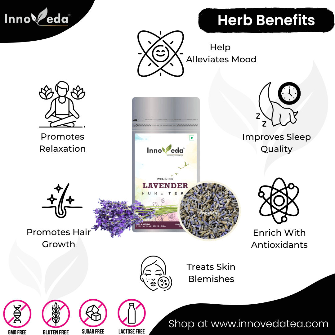 Pure Lavender Buds Tea To Enhance Sleep Quality (25 Tea Cups) 28 Grams - INNOVEDA