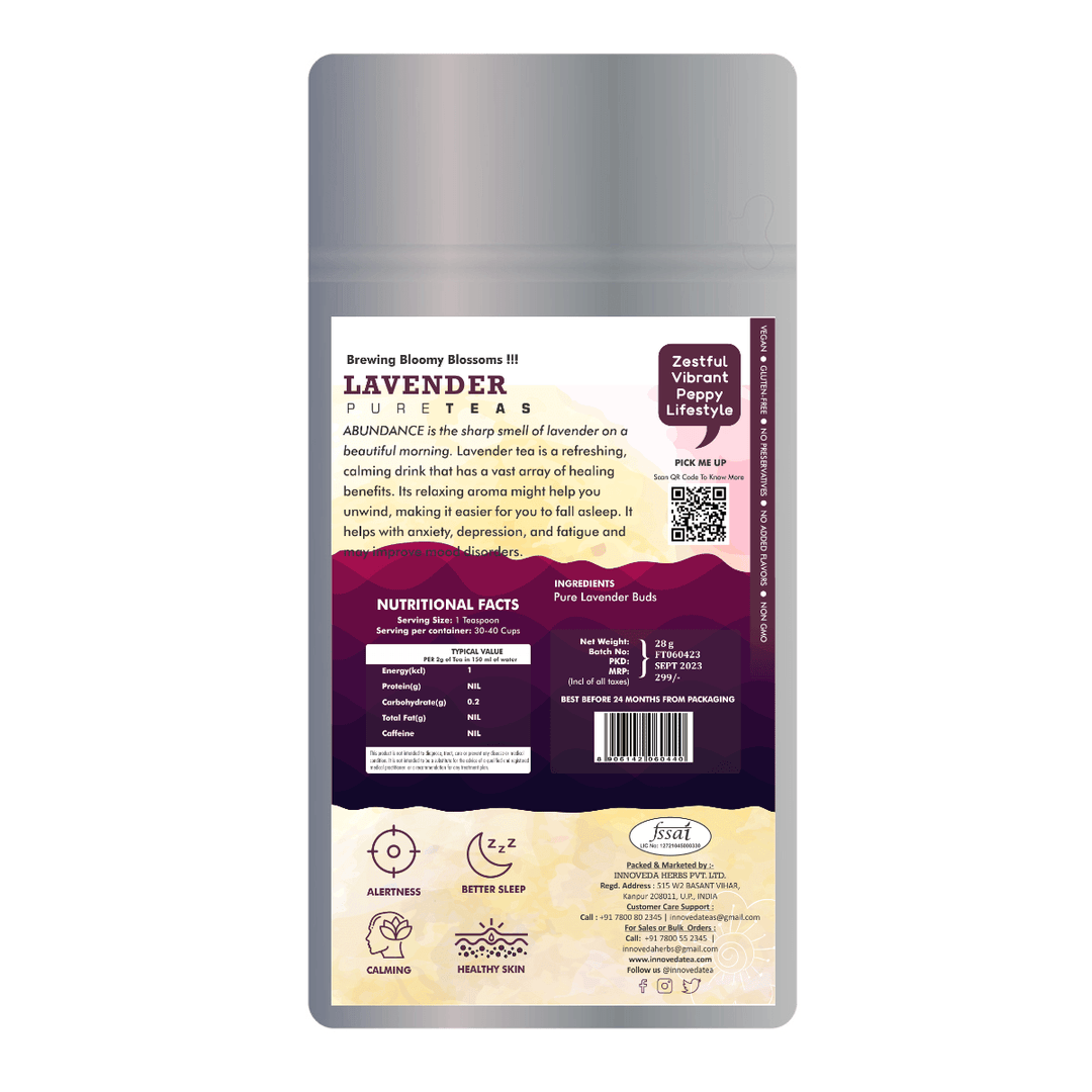 Pure Lavender Buds Tea To Enhance Sleep Quality (25 Tea Cups) 28 Grams - INNOVEDA