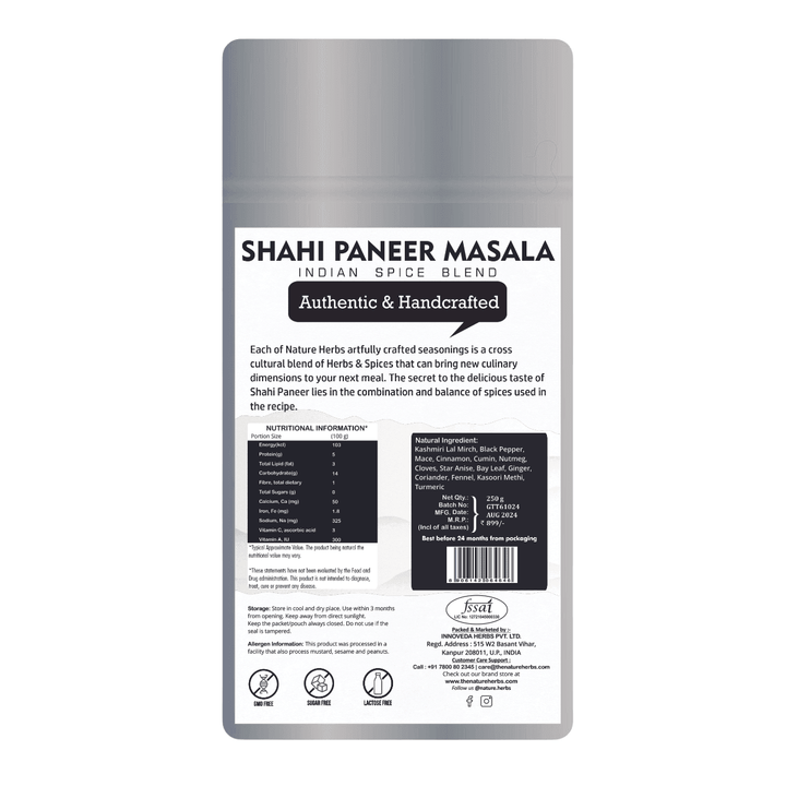 Shahi Paneer Masala Powder 250 Grams - INNOVEDA