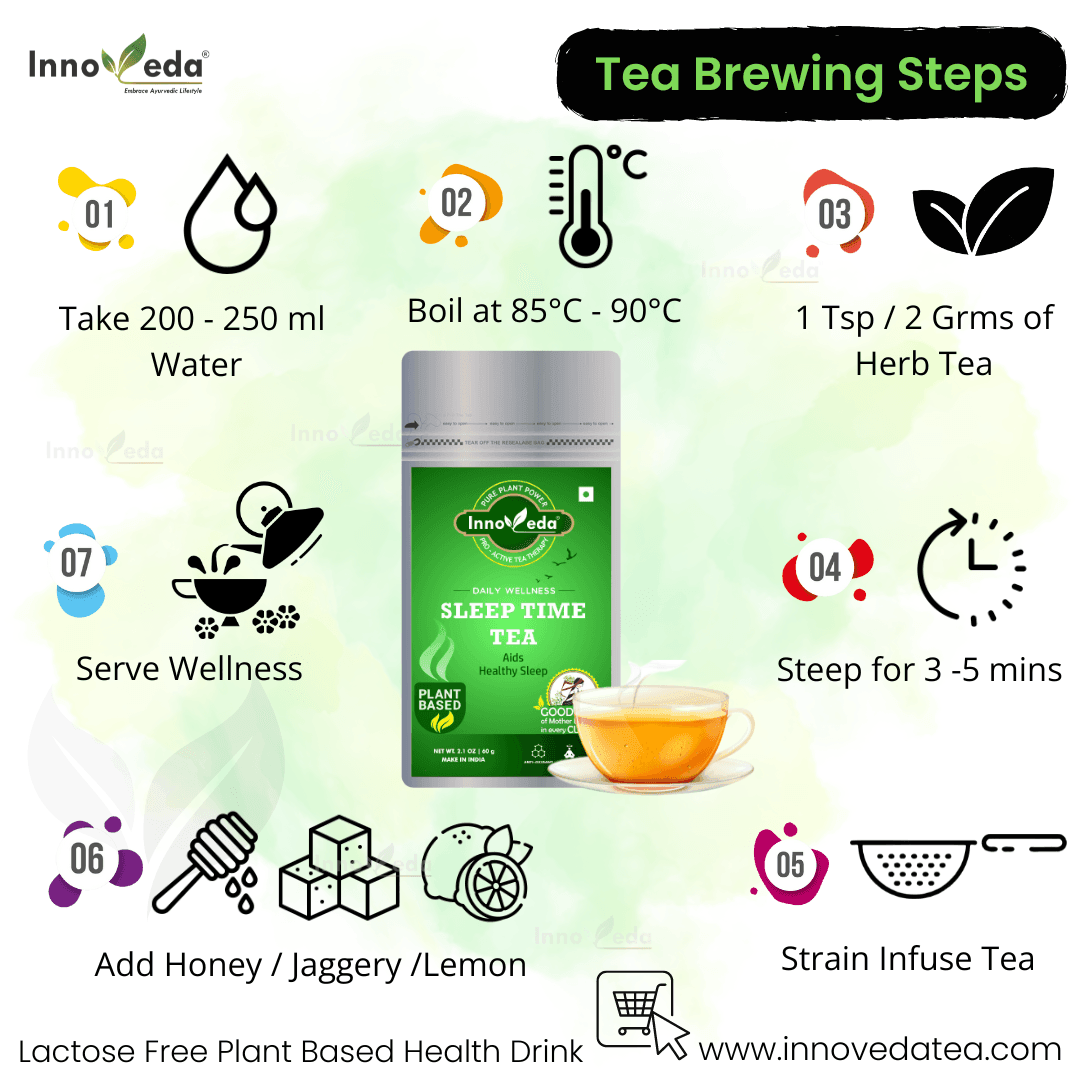 Sleep Time Tea - Helps with Insomnia, Snoring and Stress (30 Tea Cups) 60 Grams - INNOVEDA