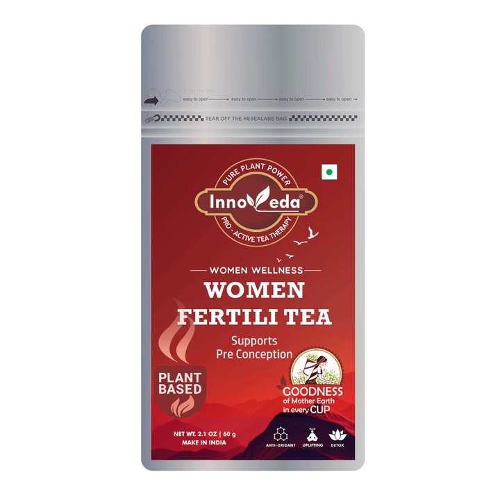 Women Fertili Tea With Dong Quai, Ashoka, Lodh & Red Clover (30 Tea Cups) 60 Grams - INNOVEDA